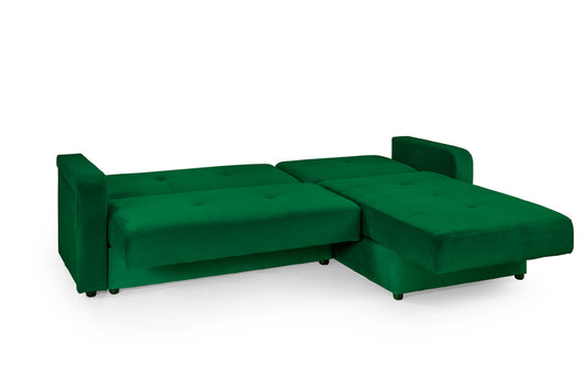 Kair Green Plush Fabric Universal Corner Sofa Bed
