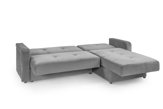 Kair Grey Plush Fabric Universal Corner Sofa Bed