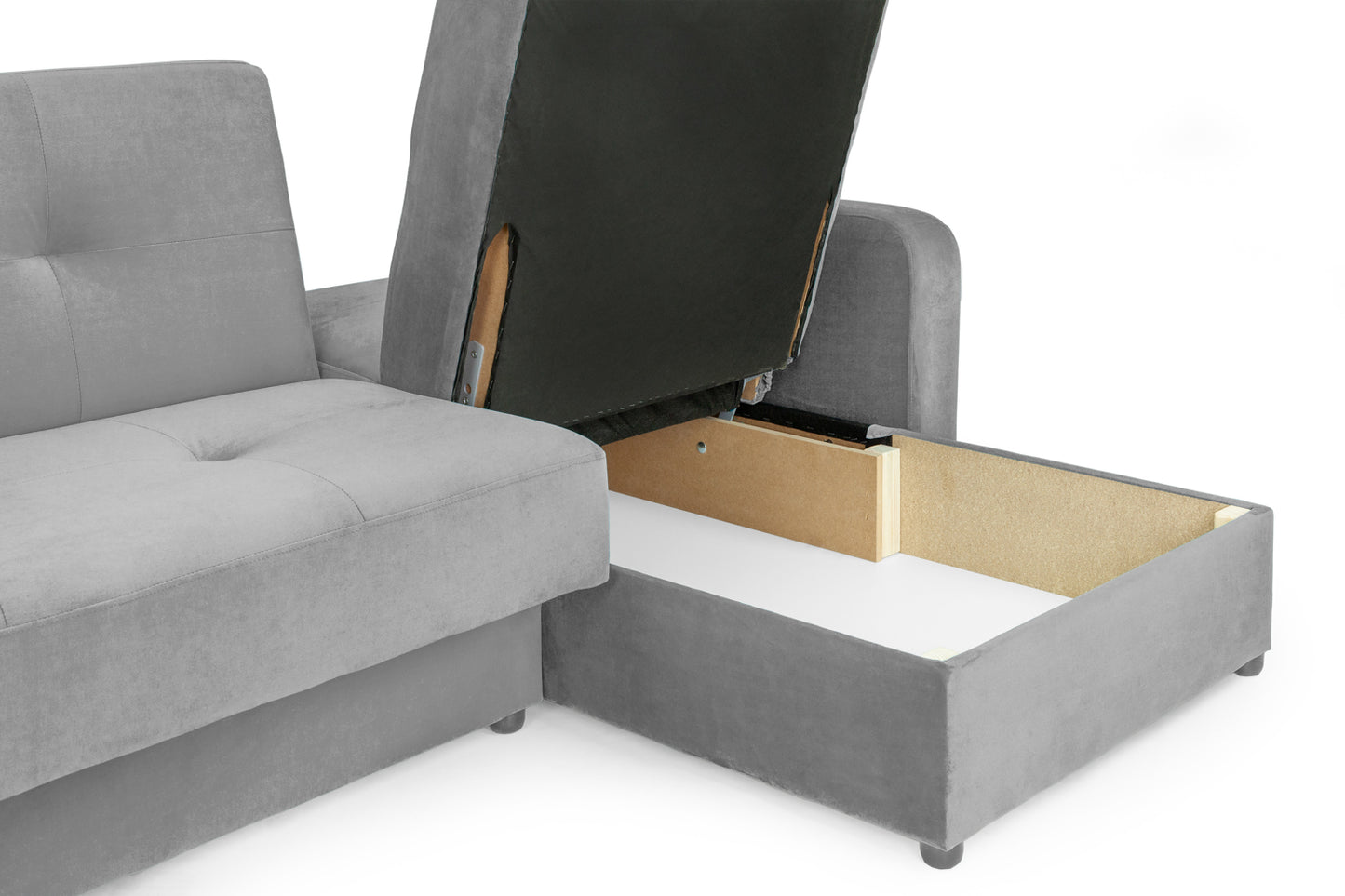 Kair Grey Plush Fabric Universal Corner Sofa Bed