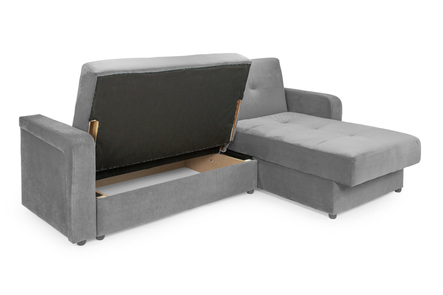 Kair Grey Plush Fabric Universal Corner Sofa Bed
