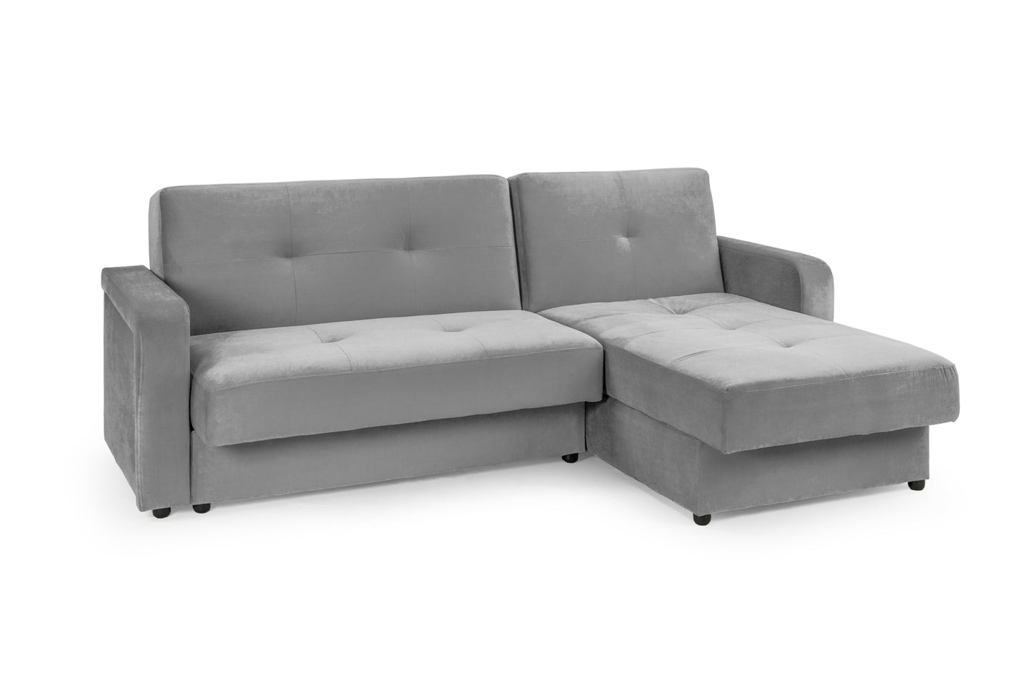 Kair Grey Plush Fabric Universal Corner Sofa Bed