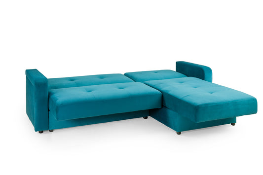 Kair Teal Plush Fabric Universal Corner Sofa Bed