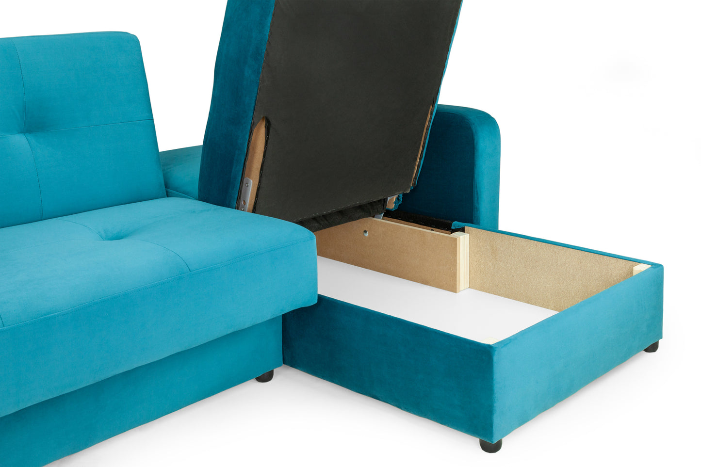 Kair Teal Plush Fabric Universal Corner Sofa Bed
