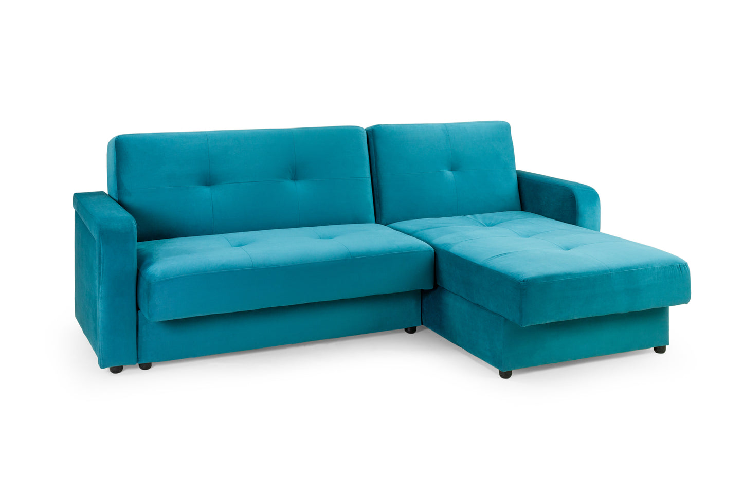 Kair Teal Plush Fabric Universal Corner Sofa Bed