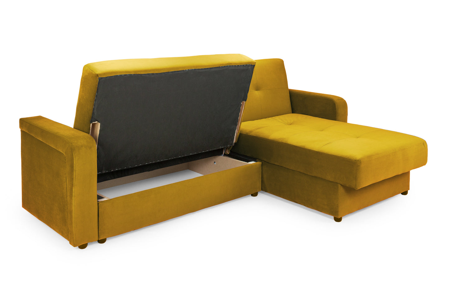 Kair Yellow Plush Fabric Universal Corner Sofa Bed