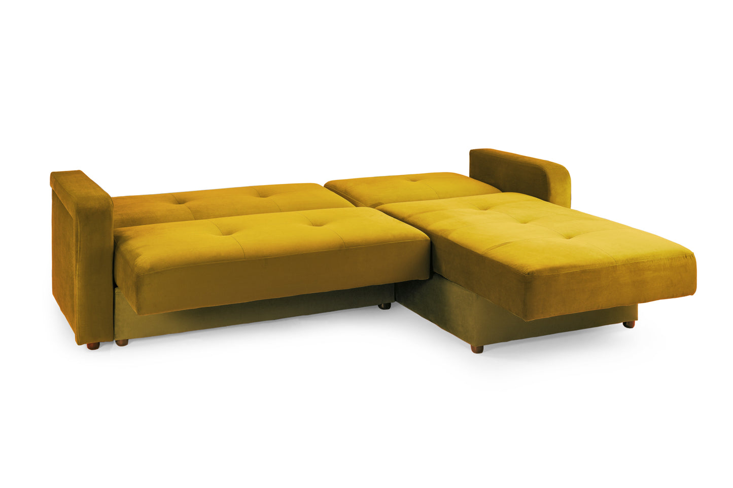 Kair Yellow Plush Fabric Universal Corner Sofa Bed