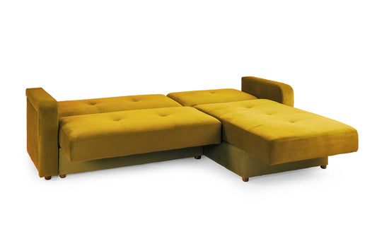 Kair Yellow Plush Fabric Universal Corner Sofa Bed
