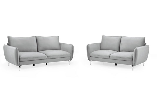 Lavard Grey Velvet 3 and 2 Seater Sofa
