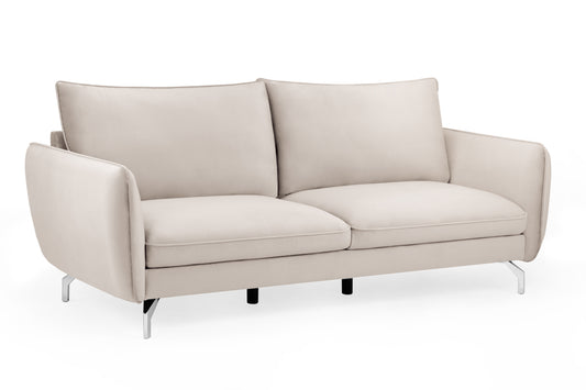 Lavard Beige Velvet 3 Seater Sofa