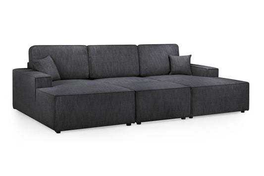 Leo Black Fabric U Shape Cinema Sofa
