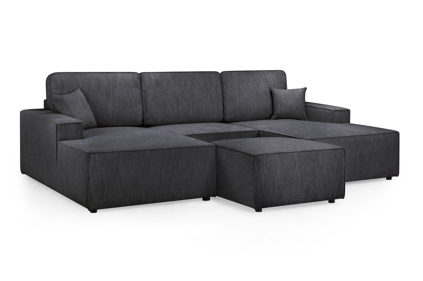 Leo Black Fabric U Shape Cinema Sofa