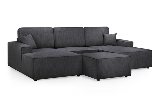 Leo Black Fabric U Shape Cinema Sofa