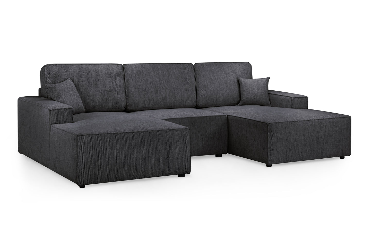 Leo Black Fabric U Shape Cinema Sofa