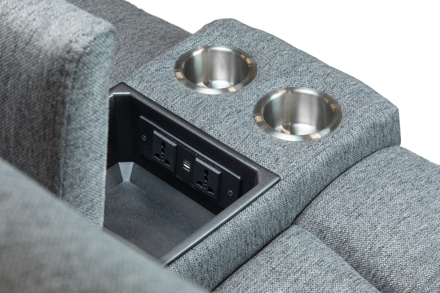 Linden Grey Fabric Recliner Cinema Corner Sofa