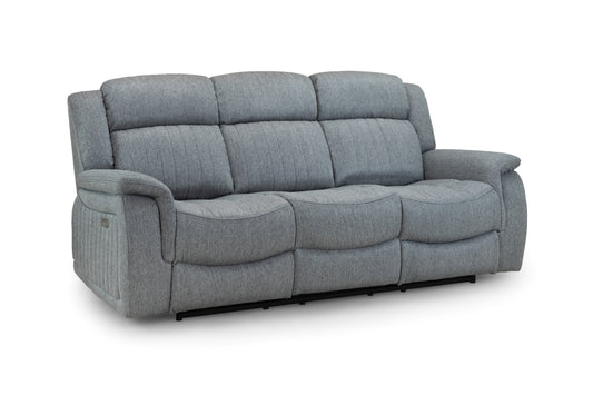 Linden Grey Fabric 3 Seater Recliner Cinema Sofa