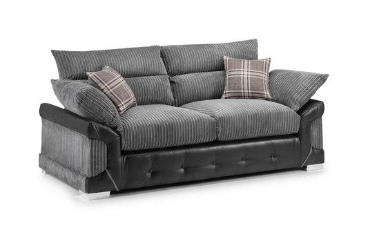 Logan Grey Jumbo Cord 3 Seater Sofa
