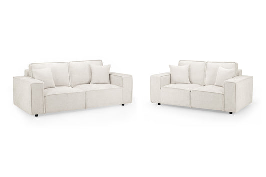 Mary Cream Fabric 3 and 2 Seater Sofa