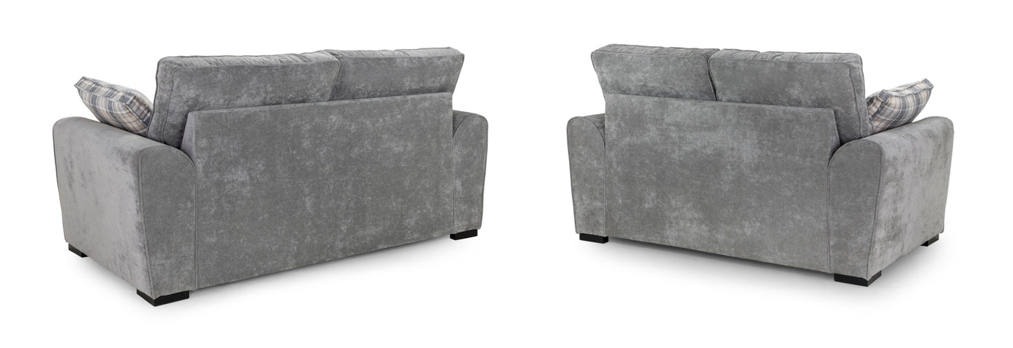 Maxwell Grey Fabric 3 and 2 Seater Sofa