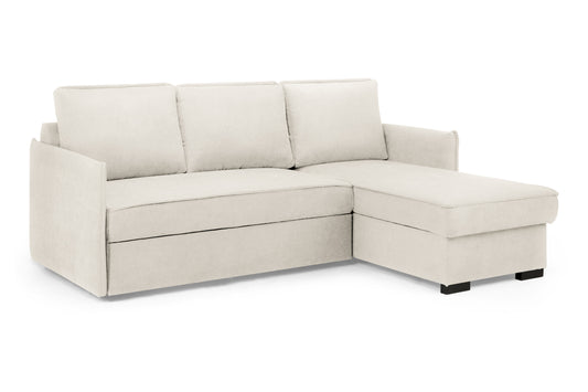 Miel Beige Plush Fabric Universal Corner Sofa Bed