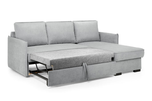 Miel Grey Plush Fabric Universal Corner Sofa Bed
