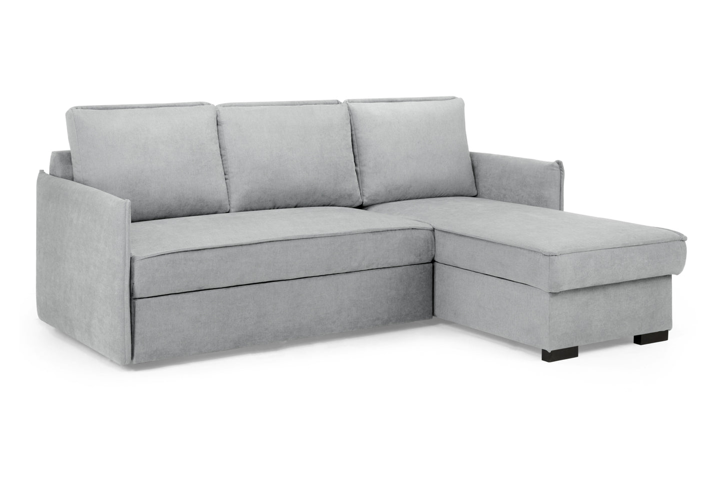 Miel Grey Plush Fabric Universal Corner Sofa Bed