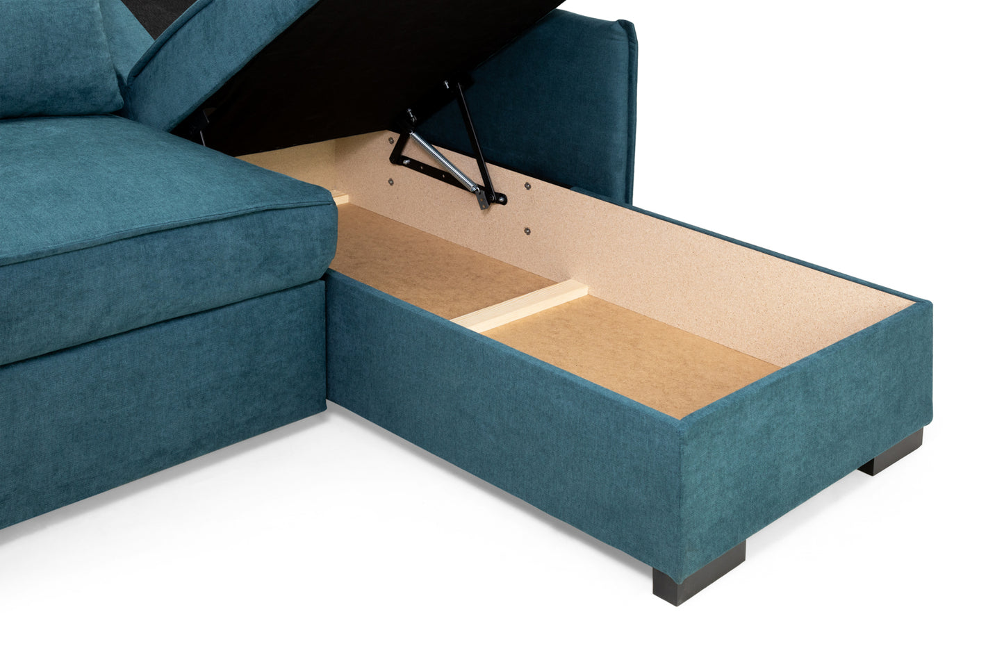 Miel Teal Plush Fabric Universal Corner Sofa Bed