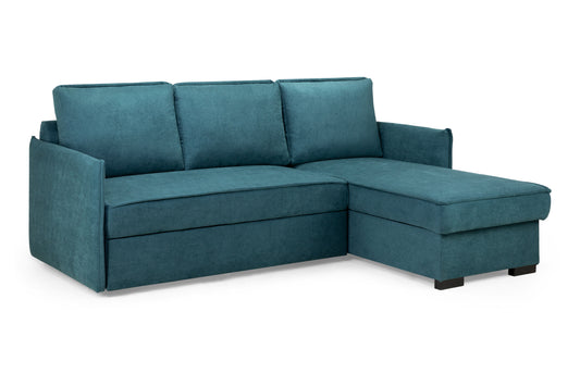 Miel Teal Plush Fabric Universal Corner Sofa Bed