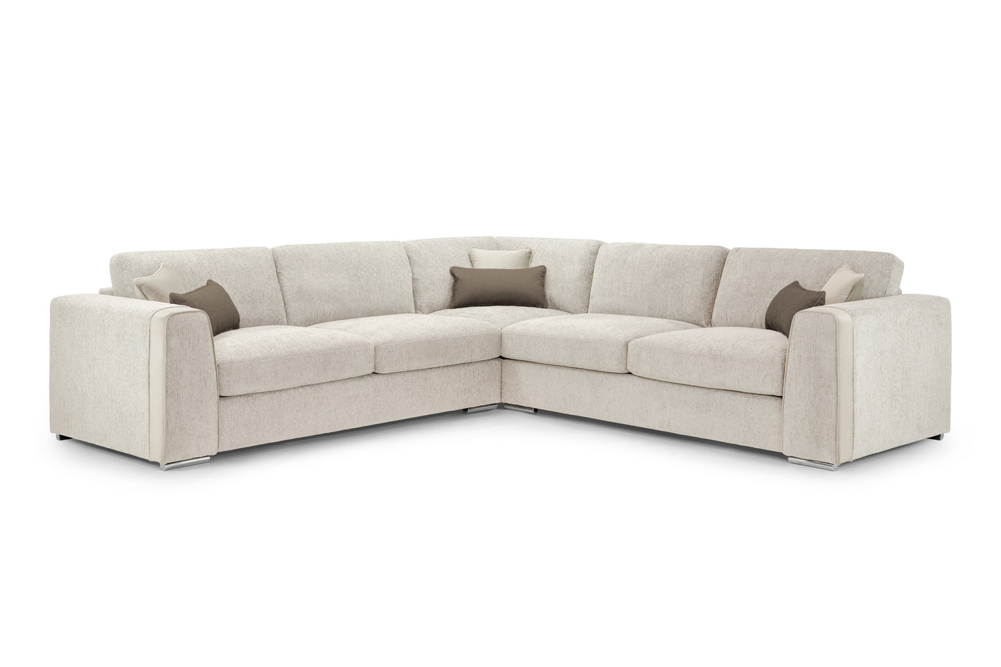 Naples Beige Chenille Large Corner Sofa