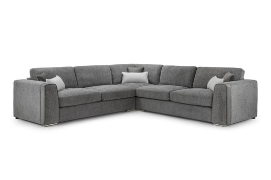 Naples Grey Chenille Large Corner Sofa