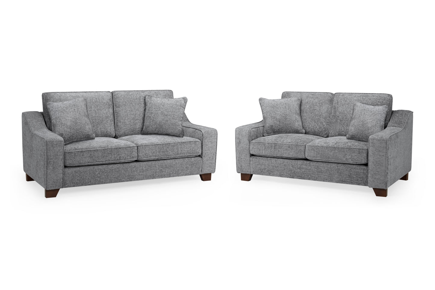 Nebraska Slate Plush Fabric 3 and 2 Seater Sofa