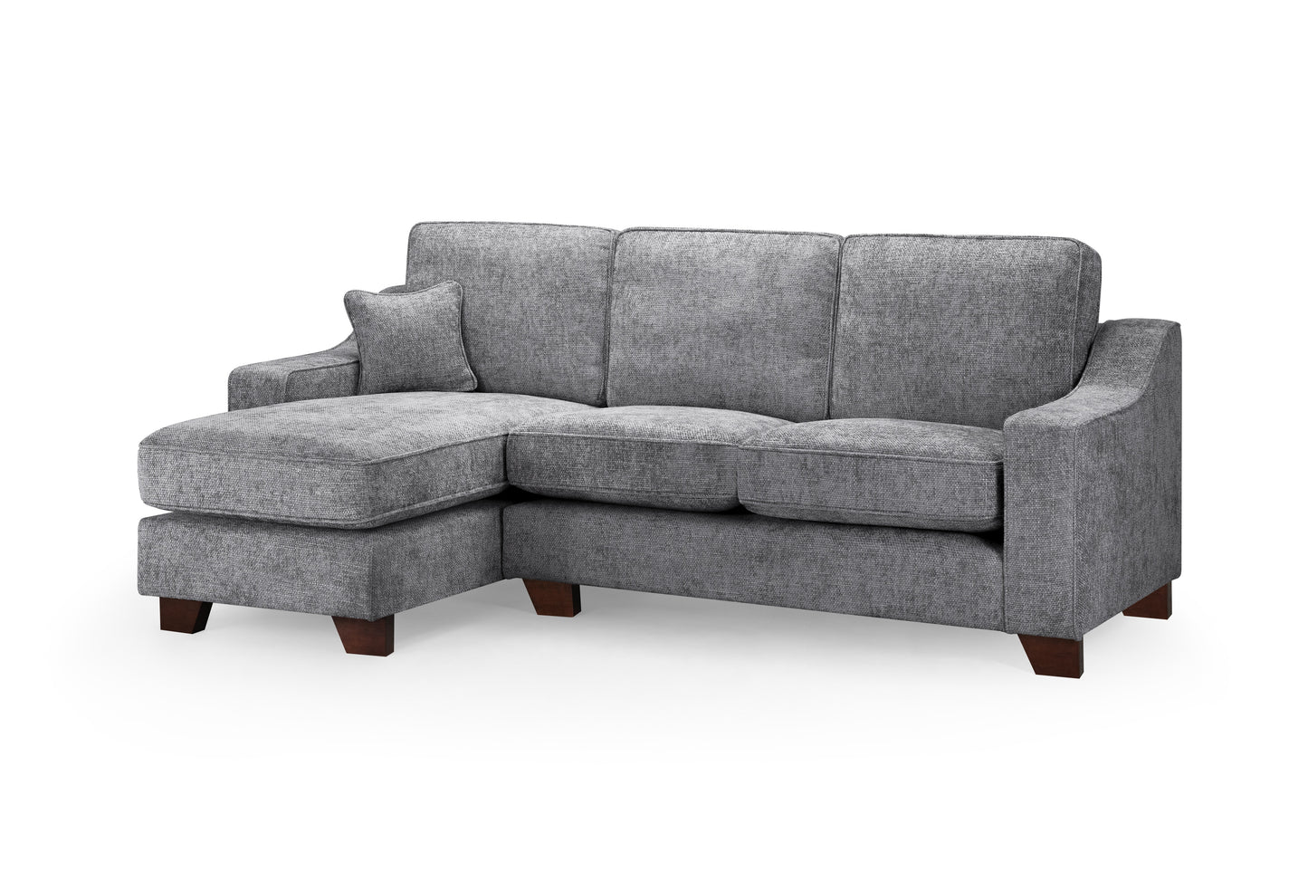 Nebraska Slate Plush Fabric Left Hand Corner Sofa