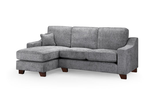 Nebraska Slate Plush Fabric Left Hand Corner Sofa