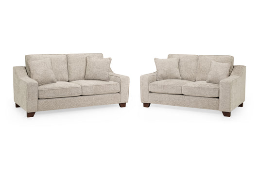 Nebraska Stone Plush Fabric 3 and 2 Seater Sofa