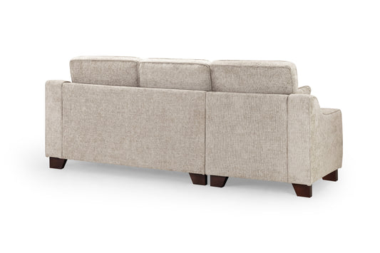 Nebraska Stone Plush Fabric Left Hand Corner Sofa