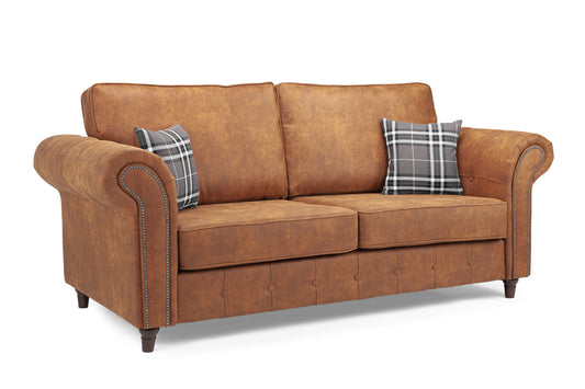 Oakland Tan Leather 3 Seater Sofa