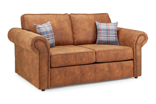 Oakland Tan Leather 2 Seater Sofa bed