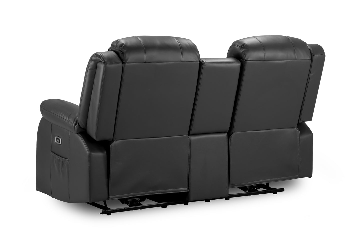Otto Black Leather 3 and 2 Seater Recliner Cinema Sofa
