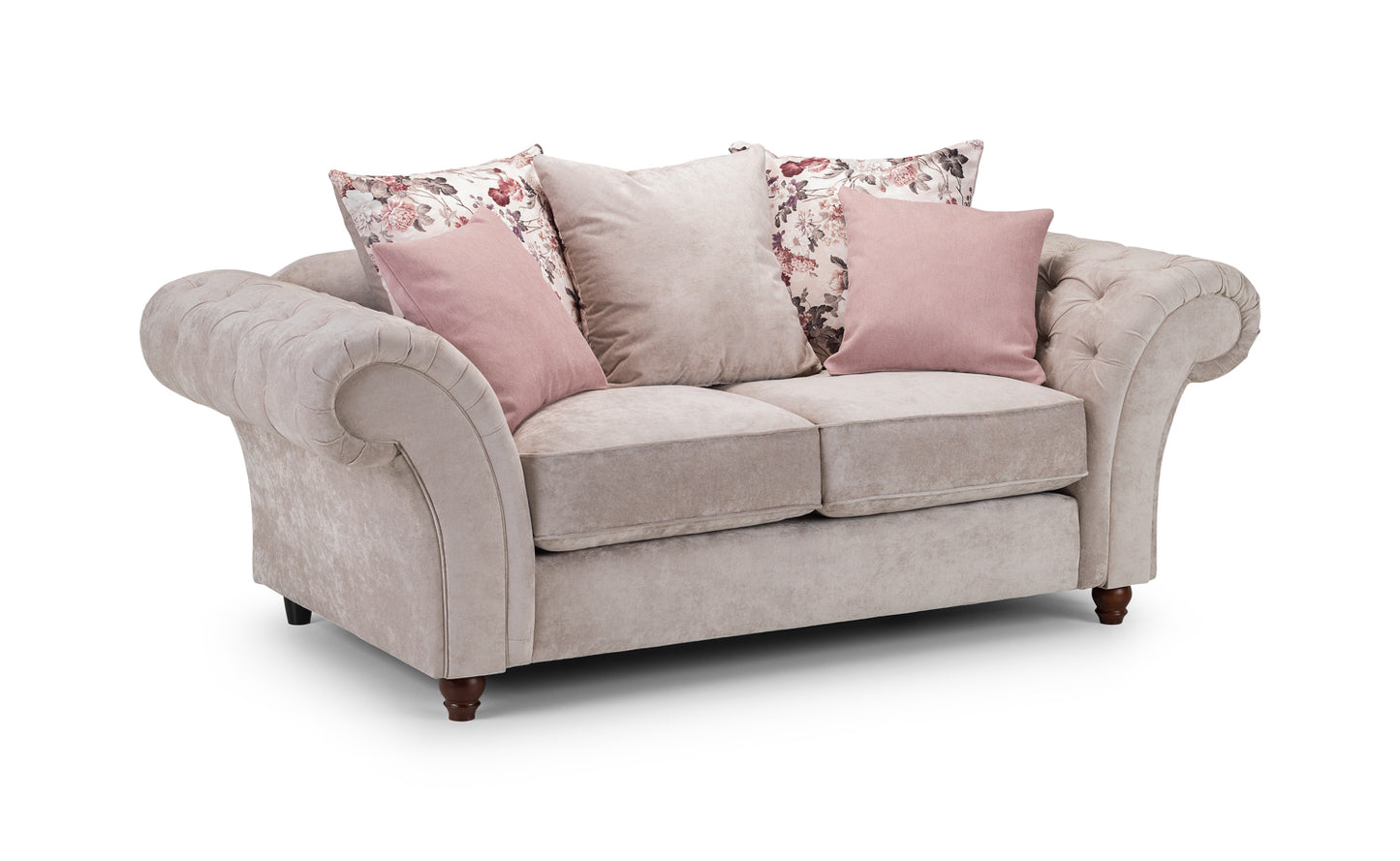 Roma Biege Fabric Chesterfield 2 Seater Sofa