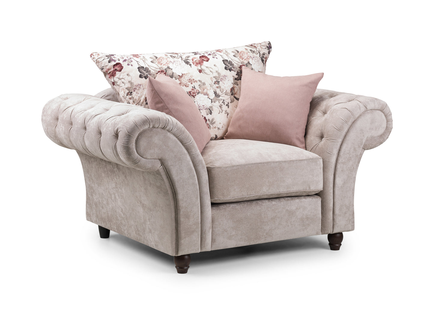 Roma Beige Fabric Chesterfield Armchair