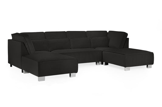 Sloane Black Fabric U Shape Corner Sofa