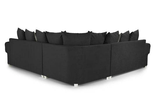 Verona Large Black Fabric Scatter Back Corner Sofa