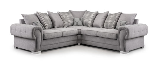 Verona Large Grey Fabric Scatter Back Corner Sofa