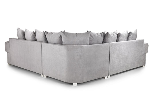 Verona Large Grey Fabric Scatter Back Corner Sofa