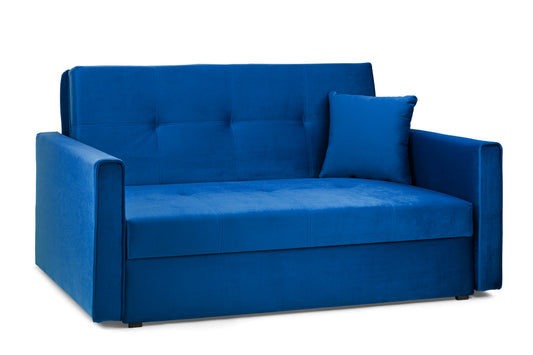 Viva Blue Plush 2 Seater Sofa Bed