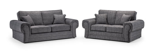 Wilcot Grey Fabric 3 and 2 Seater Sofa