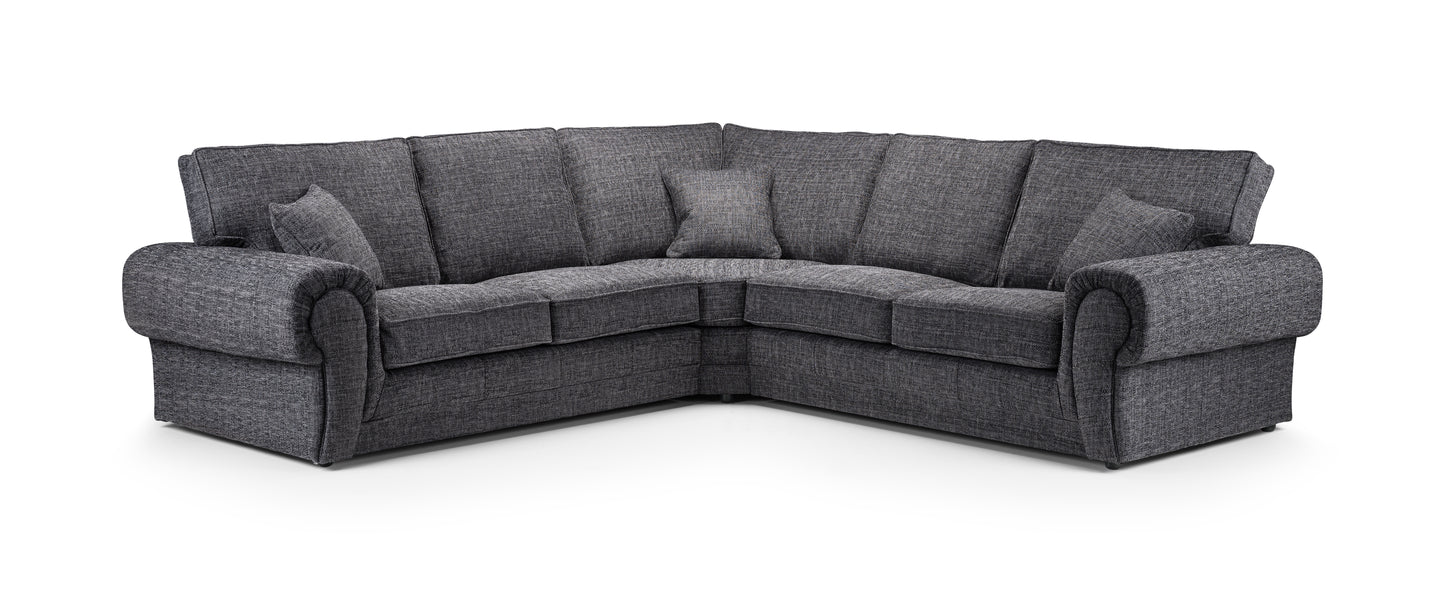 Wilcot Grey Fabric Large Corner Sofa