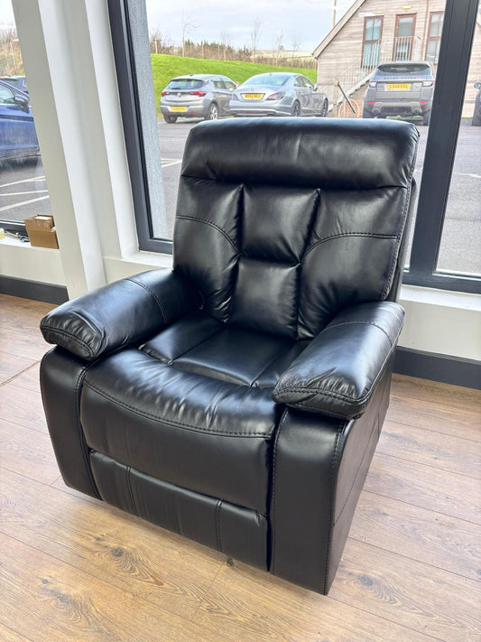 Florian 3+2+1 Black Leather Recliner Sofa