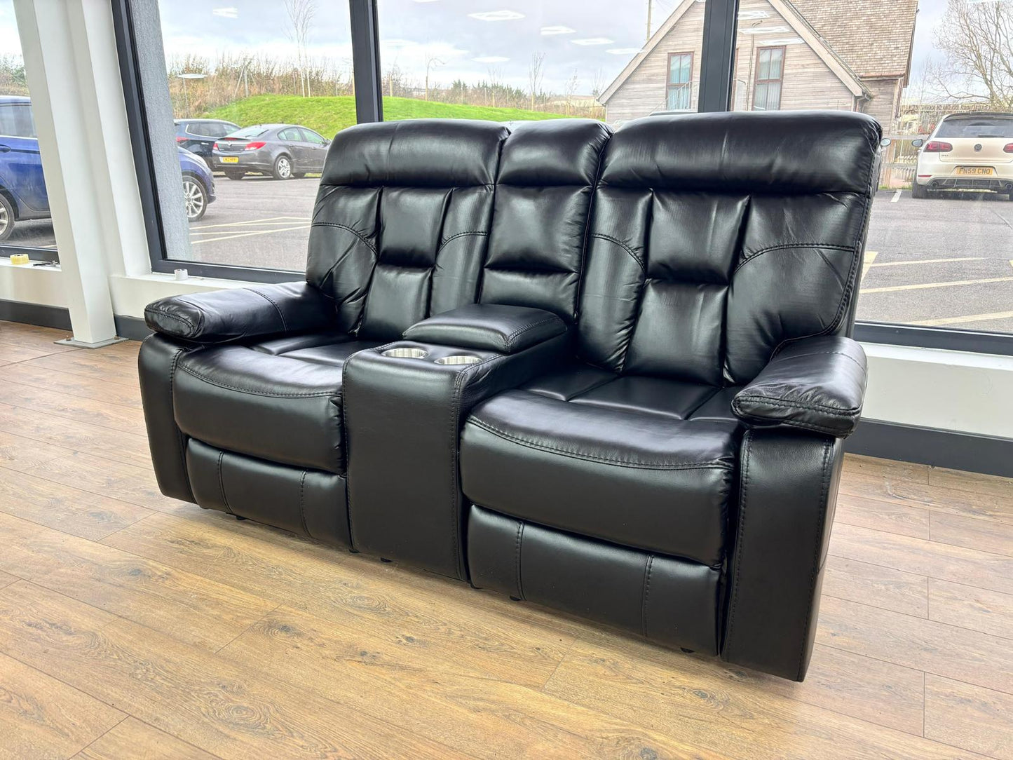 Florian 3+2+1 Black Leather Recliner Sofa
