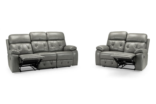 Cody 3+2+1 Grey Leather Recliner Sofa Set