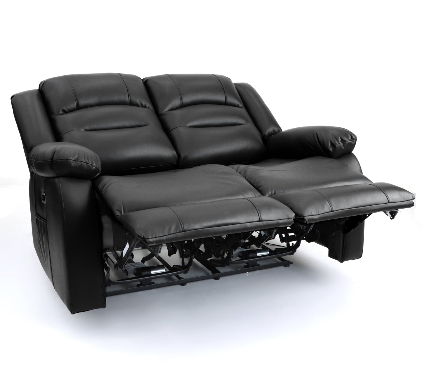 Alva Black Leather 3 and 2 Seater Cinema Recliner Sofa